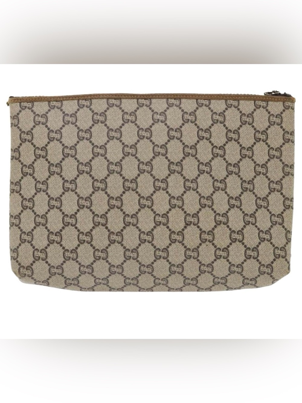 Gucci Beige Monogram Canvas pouch with Brown Trim - Picture 2 of 8
